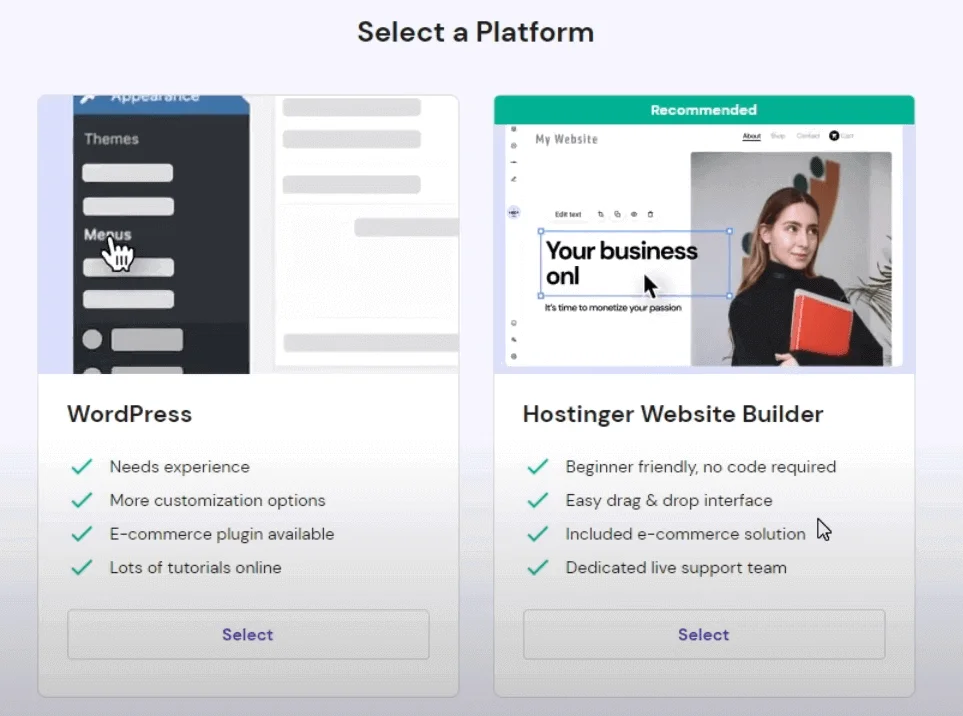 Select the platform