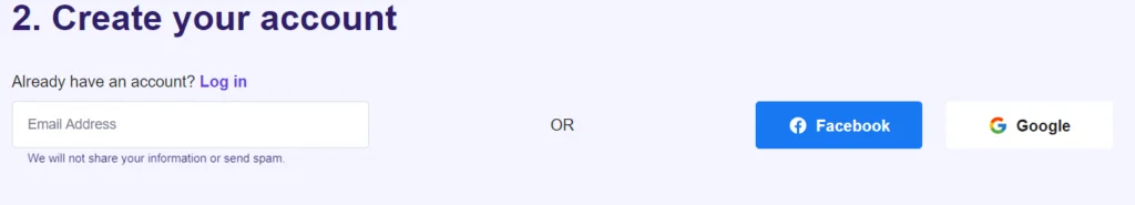 Create account