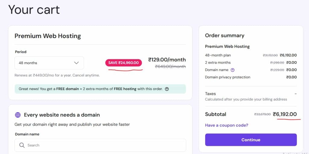Cart Plan before coupon code