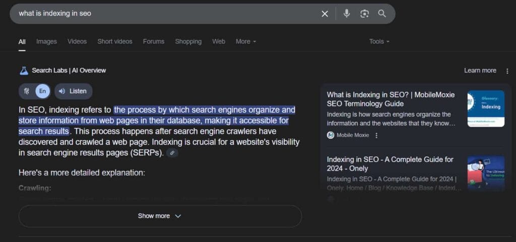indexing in seo