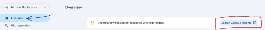 search console insights in the overview tab